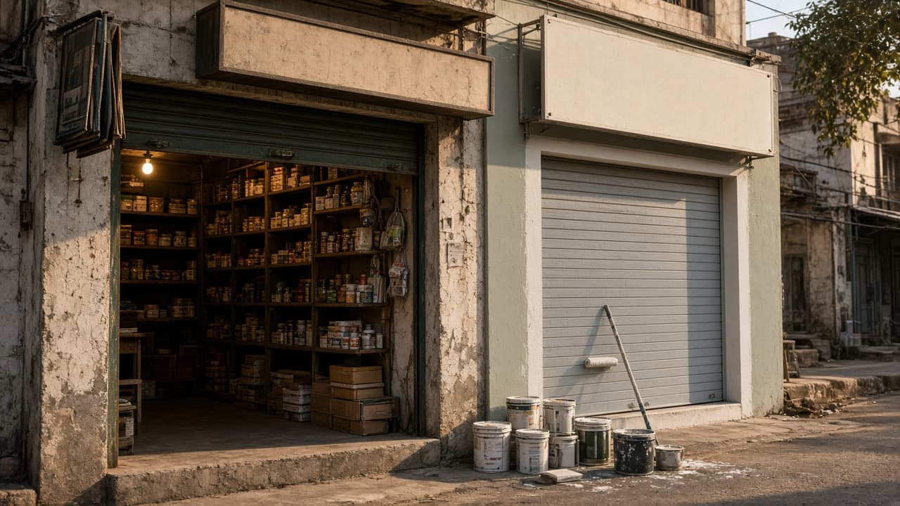 Second shop shutter being prepared to expand a small business
