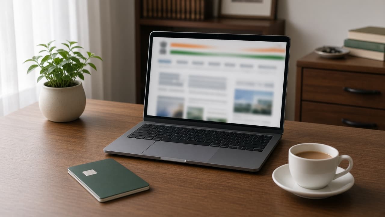 Laptop used to check Udyam status on the official portal