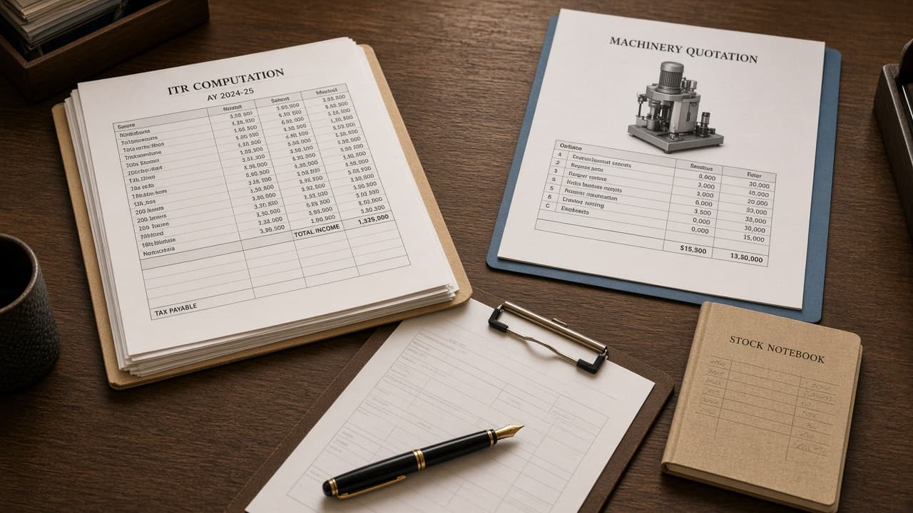 ITR computation and end-use papers for an MSME facility