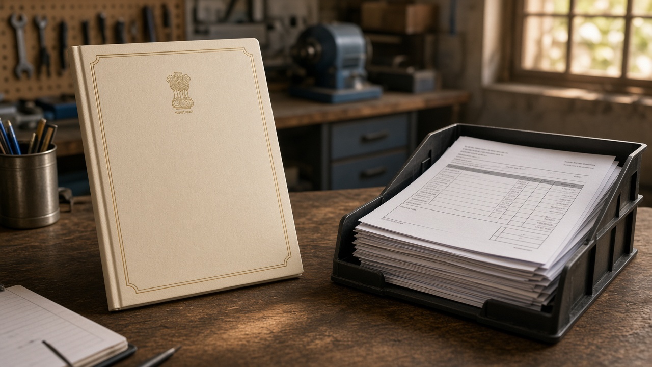 Udyam certificate beside papers of a running MSME unit