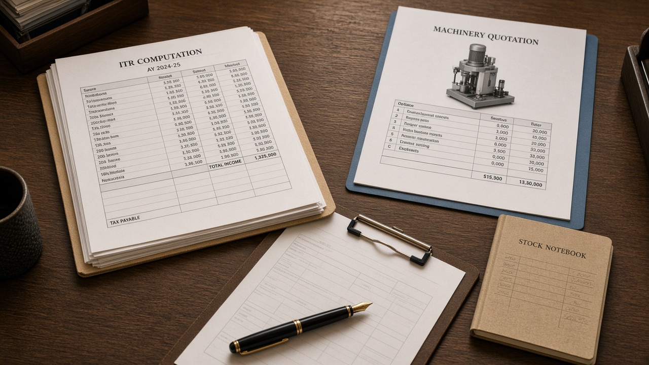 ITR computation and end-use papers for an MSME facility
